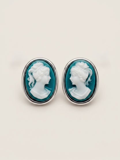 Hand-Carved Resin Cameo Studs