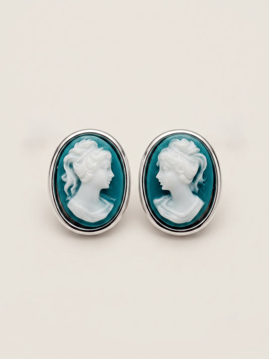 Hand-Carved Resin Cameo Studs