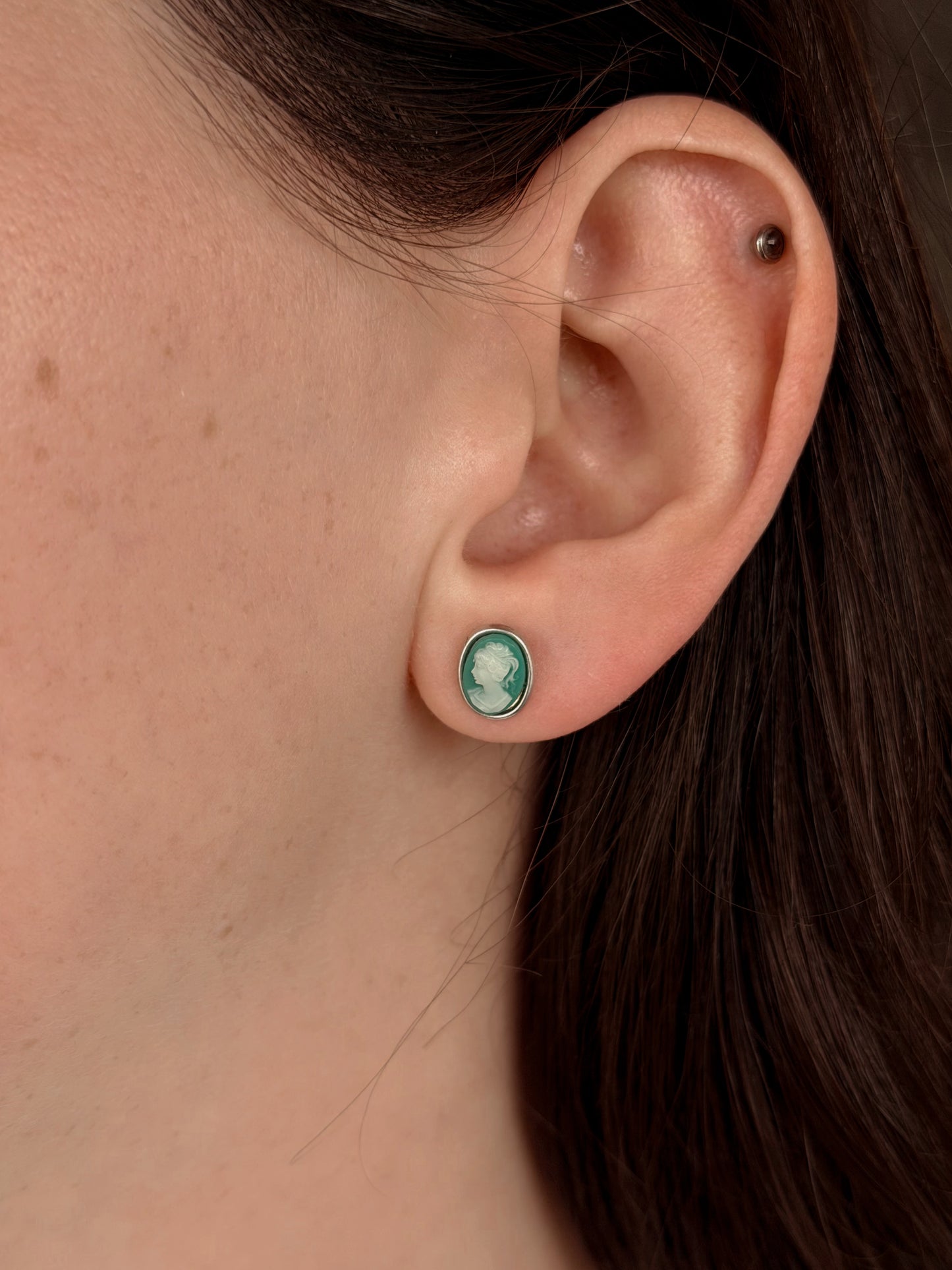 Hand-Carved Resin Cameo Studs