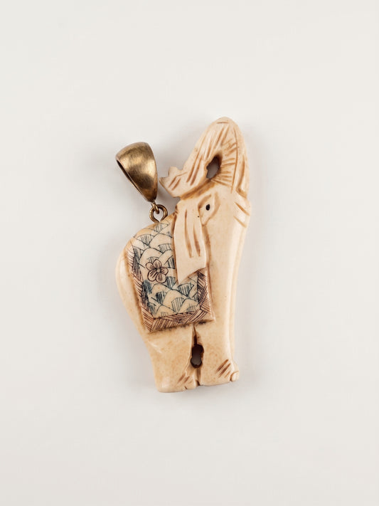 Scrimshaw Elephant Pendant